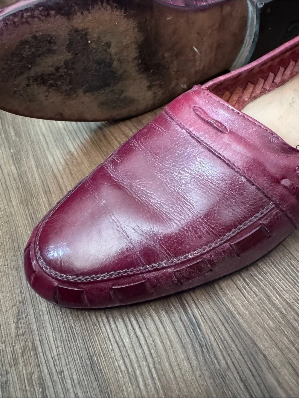 Vintage Men's Bill Blass Burgundy Leather Slip-On Loafers